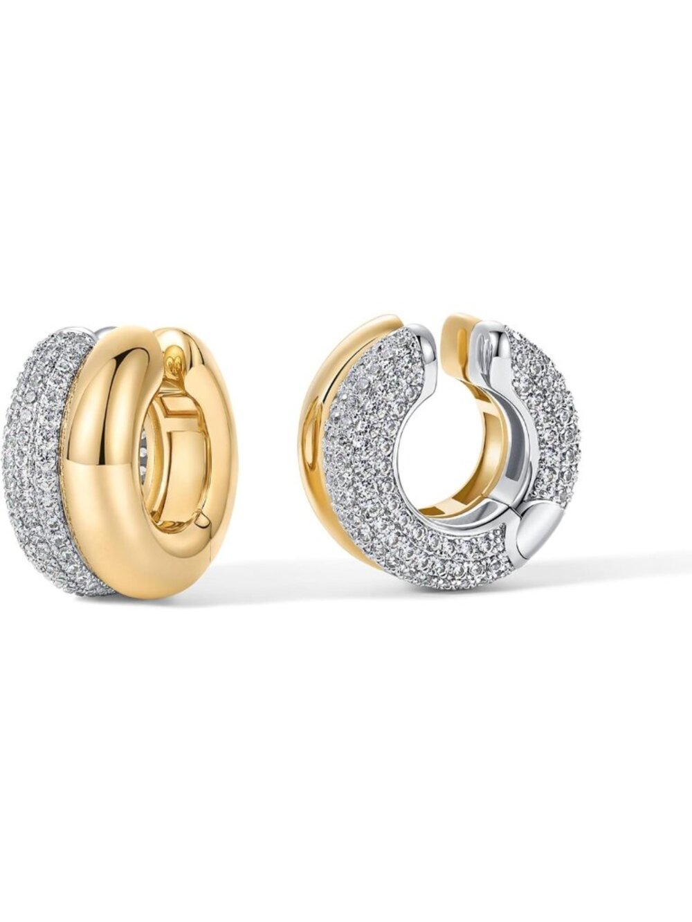 Chunky 14K Gold Plated Tubular Hinged Ear Cuff Earrings for Women - Stylish